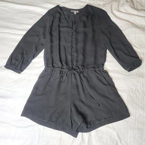 3/4 Sleeve Black Button Down Romper Size Small